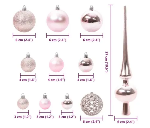 Jõulupallide Komplekt Koos 150 Led-Iga 61 Pcs Roosa Plastmass Jõulupallide Komplekt Koos 150 Led-Iga 61 Pcs Roosa Plastmass