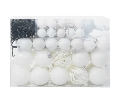 Ziemassvētku Rotājumu Komplekts 61 Pcs Balts Plastmasa Vidaxl