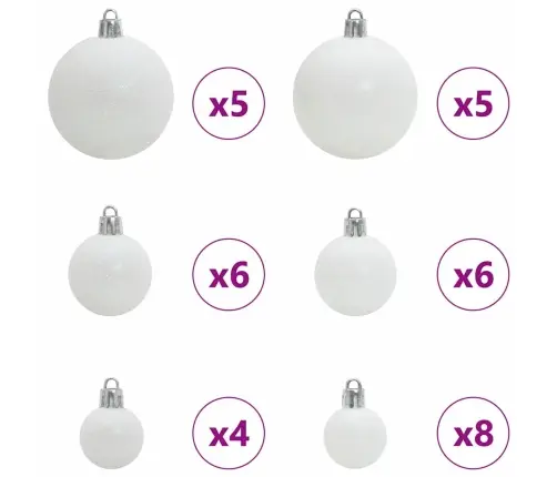 Ziemassvētku Rotājumu Komplekts 61 Pcs Balts Plastmasa Vidaxl