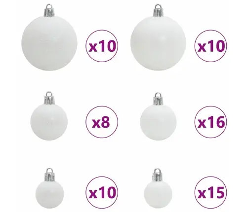 Ziemassvētku Rotājumu Komplekts 120 Pcs Balts Plastmasa Vidaxl