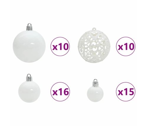 Ziemassvētku Rotājumu Komplekts 120 Pcs Balts Plastmasa Vidaxl