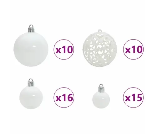 Ziemassvētku Rotājumu Komplekts 120 Pcs Balts Plastmasa Vidaxl
