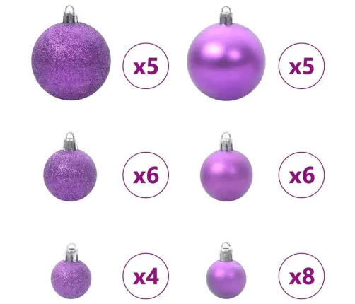 Jõulupallide Komplekt 61 Pcs Lillakas Plastmass
