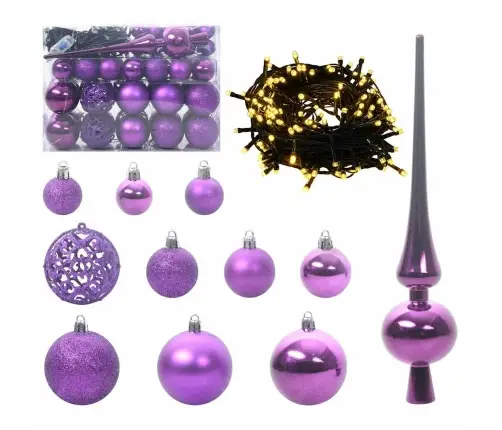 Jõulupallide Komplekt 61 Pcs Lillakas Plastmass
