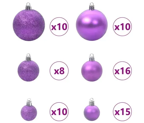 Jõulupallide Komplekt 120 Pcs Lillakas Plastmass