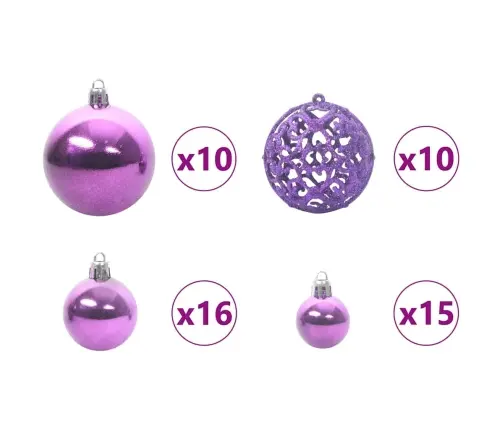 Jõulupallide Komplekt 120 Pcs Lillakas Plastmass