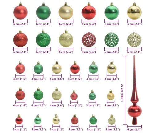 Ziemassvētku Rotājumu Komplekts 61 Pcs Daudzkrāsains Plastmasa Vidaxl