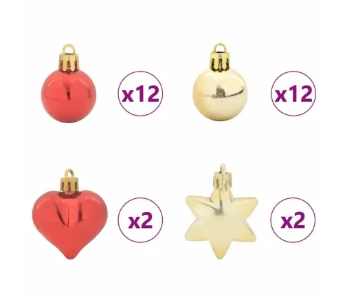 Ziemassvētku Rotājumu Komplekts 40 Pcs Zelts Un Sarkans Vidaxl