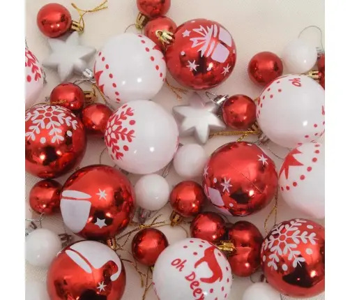 Ziemassvētku Rotājumu Komplekts 40 Pcs Sarkana Un Balta Vidaxl