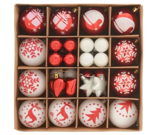 Ziemassvētku Rotājumu Komplekts 40 Pcs Sarkana Un Balta Vidaxl