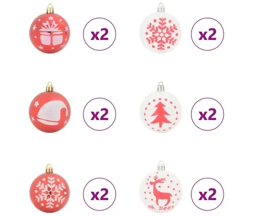 Ziemassvētku Rotājumu Komplekts 40 Pcs Sarkana Un Balta Vidaxl