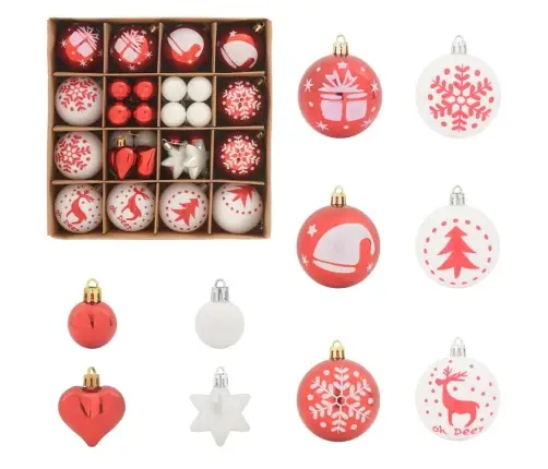 Ziemassvētku Rotājumu Komplekts 40 Pcs Sarkana Un Balta Vidaxl