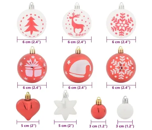 Ziemassvētku Rotājumu Komplekts 40 Pcs Sarkana Un Balta Vidaxl
