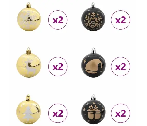 Kalėdinių Kraitės Rinkinys 40 Pcs Juodas Ir Auksinis