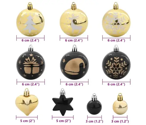 Kalėdinių Kraitės Rinkinys 40 Pcs Juodas Ir Auksinis