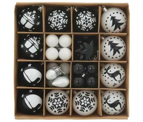 Ziemassvētku Rotājumu Komplekts 40 Pcs Melns Un Balts Vidaxl