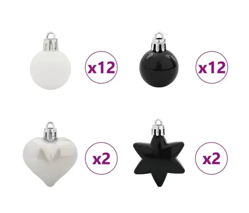 Ziemassvētku Rotājumu Komplekts 40 Pcs Melns Un Balts Vidaxl