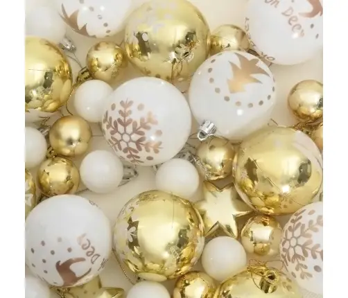Jõulupallide Komplekt 40 Pcs Valge Ja Kuldne Plastmass