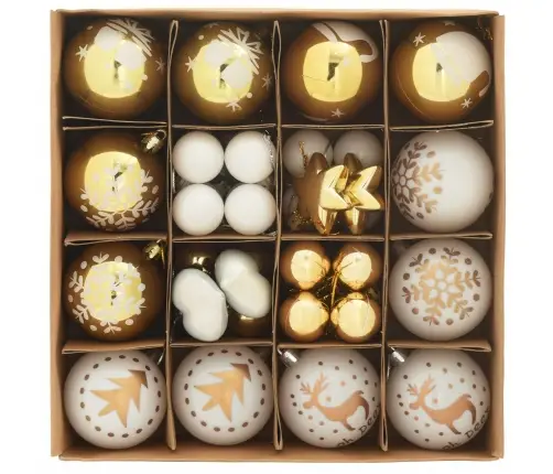 Jõulupallide Komplekt 40 Pcs Valge Ja Kuldne Plastmass