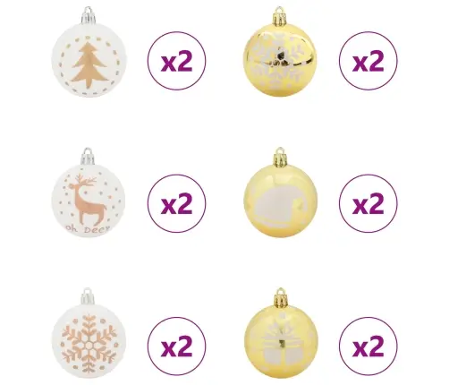 Jõulupallide Komplekt 40 Pcs Valge Ja Kuldne Plastmass