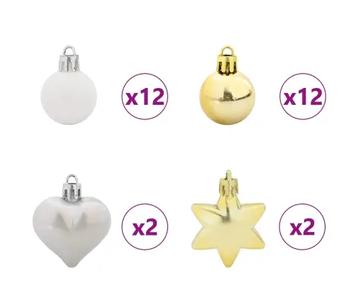 Jõulupallide Komplekt 40 Pcs Valge Ja Kuldne Plastmass