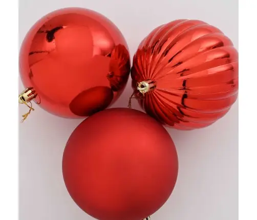 Jõulupallide Komplekt 3 Pcs Punane Plastmass