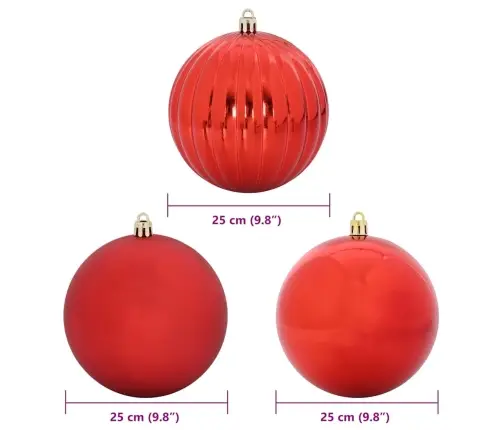 Jõulupallide Komplekt 3 Pcs Punane Plastmass