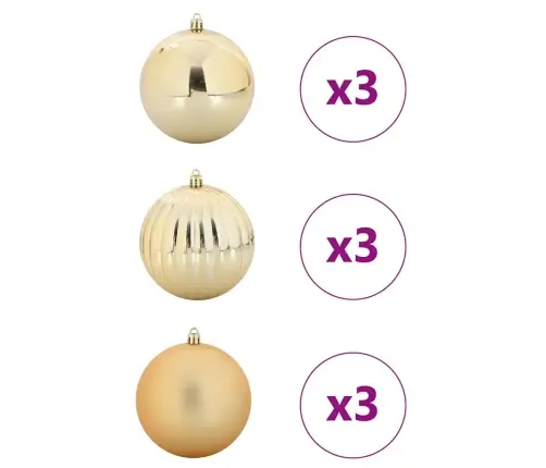 Ziemassvētku Rotājumu Komplekts 9 Pcs Zelts Vidaxl