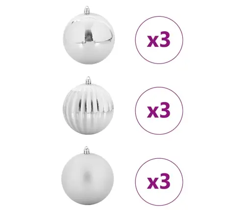 Ziemassvētku Rotājumu Komplekts 9 Pcs Sudraba Vidaxl
