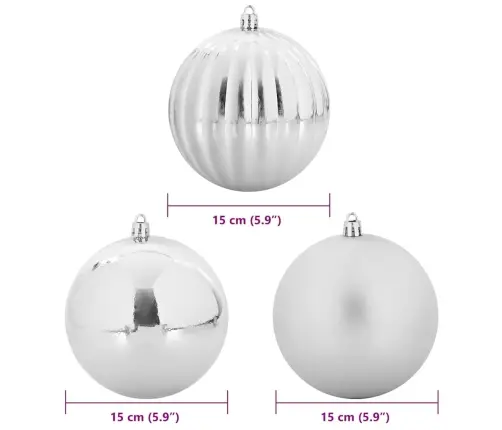 Ziemassvētku Rotājumu Komplekts 9 Pcs Sudraba Vidaxl