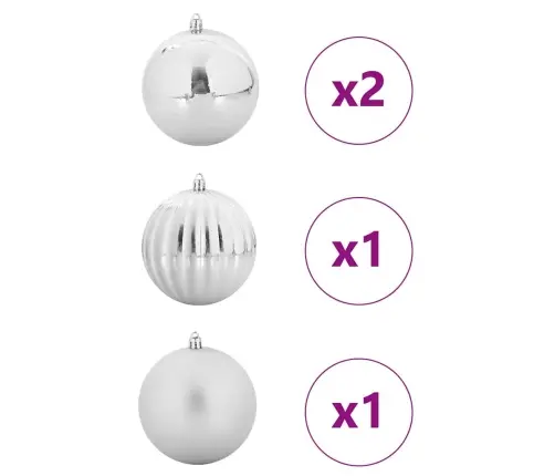 Ziemassvētku Rotājumu Komplekts 4 Pcs Sudraba Vidaxl