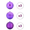 Jõulupallide Komplekt 9 Pcs Lillakas