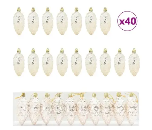 Ziemassvētku Koka Rotājumi 40 Pcs Šampanieša Vidaxl