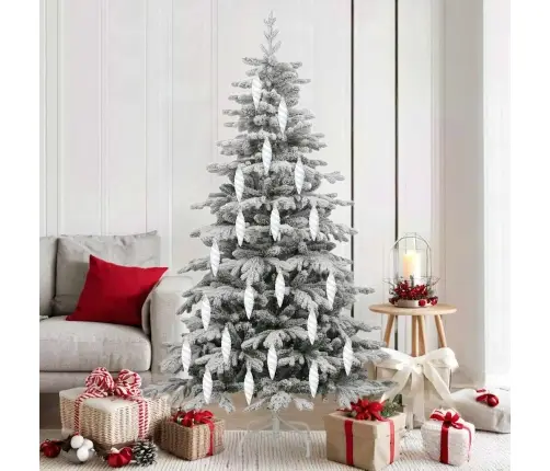 Ziemassvētku Koka Rotājumi 40 Pcs Balts Vidaxl