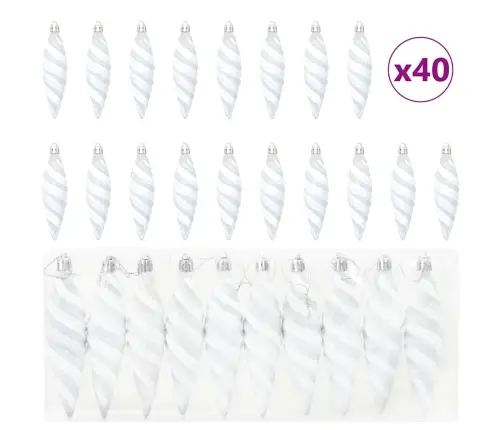 Ziemassvētku Koka Rotājumi 40 Pcs Balts Vidaxl