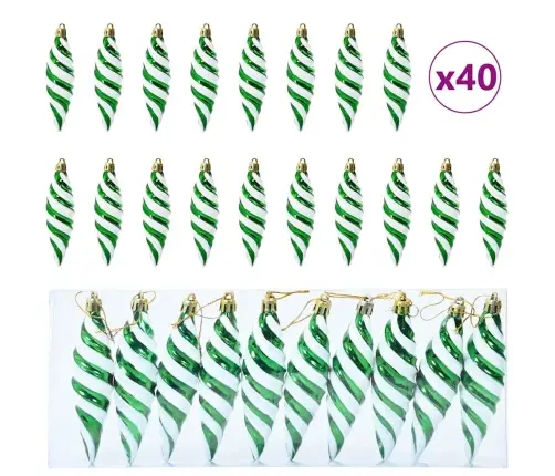 Ziemassvētku Koka Rotājumi 40 Pcs Zaļa Vidaxl