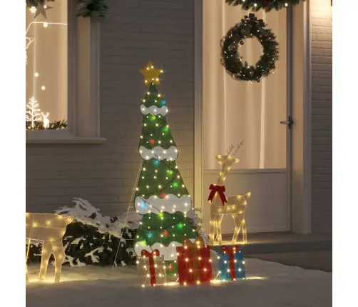 Apgaismota Ziemassvētku Eglīte Ar 3 Dāvanu Kastēm 2D Siltā Baltā Krāsā Vidaxl