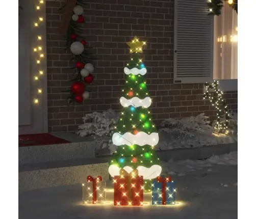 Apgaismota Ziemassvētku Eglīte Ar 3 Dāvanu Kastēm 2D Siltā Baltā Krāsā Vidaxl