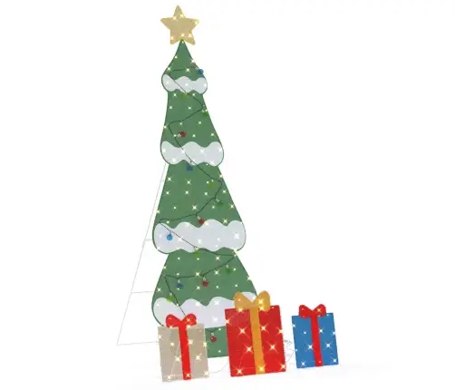 Apgaismota Ziemassvētku Eglīte Ar 3 Dāvanu Kastēm 2D Siltā Baltā Krāsā Vidaxl