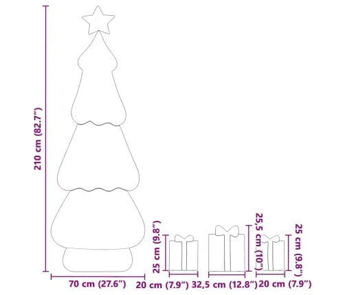 Apgaismota Ziemassvētku Eglīte Ar 3 Dāvanu Kastēm 2D Siltā Baltā Krāsā Vidaxl