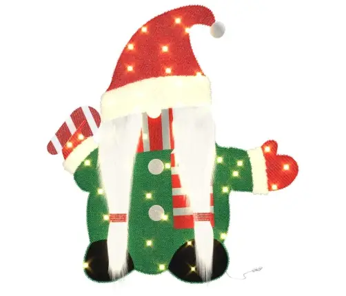 Apgaismotais Gnome Silti Balts 100 X 80 Cm Mirdzoša Auduma Vidaxl