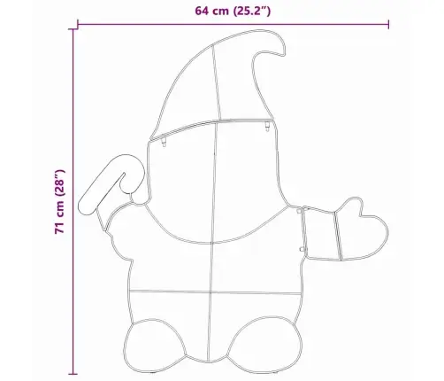 Apgaismotais Gnome Silti Balts 100 X 80 Cm Mirdzoša Auduma Vidaxl