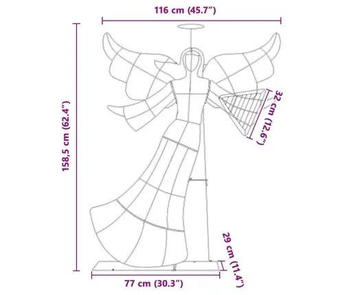 Apgaismotais Leņķis Silti Balts 116 X 29 X 158.5 Cm Poliesters Vidaxl