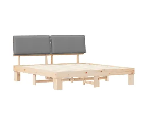 Voodiraam Pehme Peatoega Peaga Helehall 200 X 200 Cm Tahke Mänd