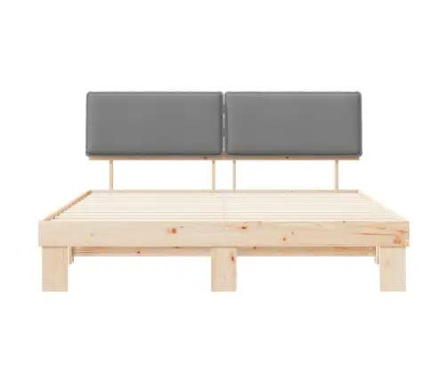 Voodiraam Pehme Peatoega Peaga Helehall 200 X 200 Cm Tahke Mänd