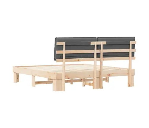 Gultas Rāmis Ar Polsterētu Galvas Balstu Tumši Pelēks Vidaxl