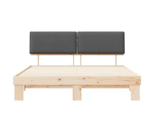 Gultas Rāmis Ar Polsterētu Galvas Balstu Tumši Pelēks Vidaxl