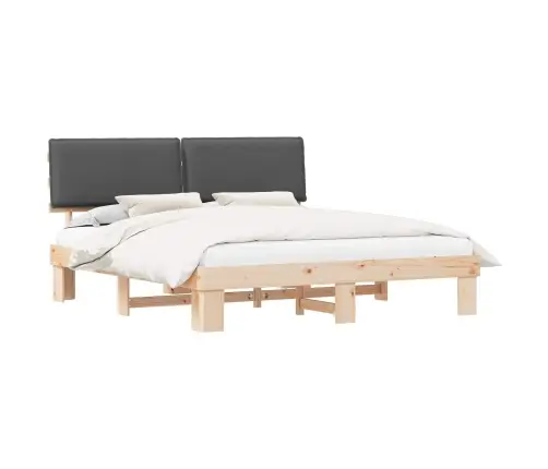 Gultas Rāmis Ar Polsterētu Galvas Balstu Tumši Pelēks Vidaxl