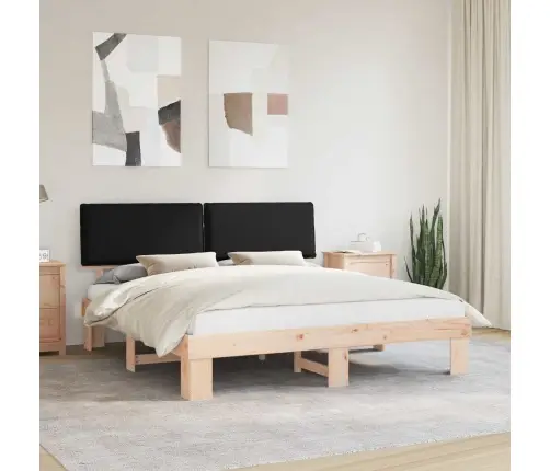 Gultas Rāmis Ar Polsterētu Galvas Balstu Melna 200 X 200 Cm Vidaxl