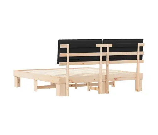 Gultas Rāmis Ar Polsterētu Galvas Balstu Melna 200 X 200 Cm Vidaxl